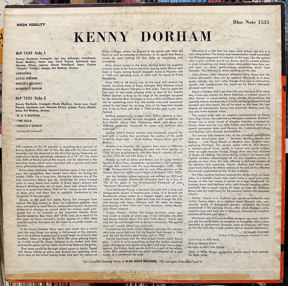 Kenny Dorham – Afro-Cuban - VG+ LP Record 1957 Blue Note USA Mono