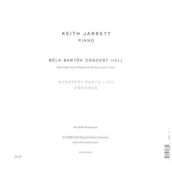 Keith Jarrett ‎– Budapest Concert - New 2 LP Record 2020 ECM German Import  Vinyl - Jazz / Contemporary Jazz