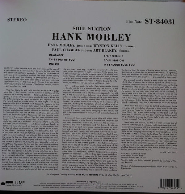 Hank Mobley With Art Blakey, Wynton Kelly, Paul Chambers ‎– Soul