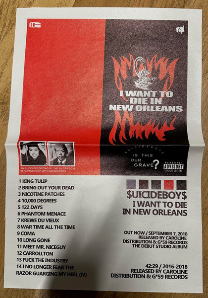 $uicideboy$ - I Want To Die In New Orleans - Mint- LP Record 2019 USA G*59 Silver Vinyl Test Pressing Promo, Stickers & Poster - Hip Hop / Cloud Rap / Trap