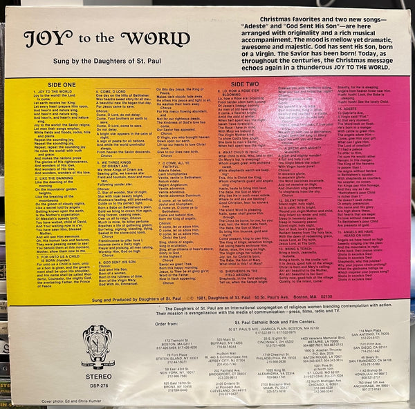 Daughters Of St. Paul - Joy To The World - VG+ LP Record 1981 Self Releases USA Private Press Vinyl - Folk / Gospel / Xian