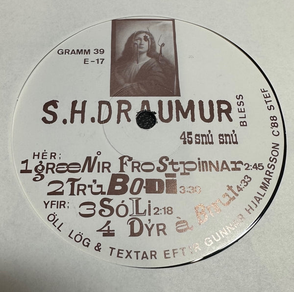 S.H.Draumur - Bless - VG+ LP Record 1988 Gramm Erðanúmúsik Iceland Vinyl & 2x Inserts - Punk Rock