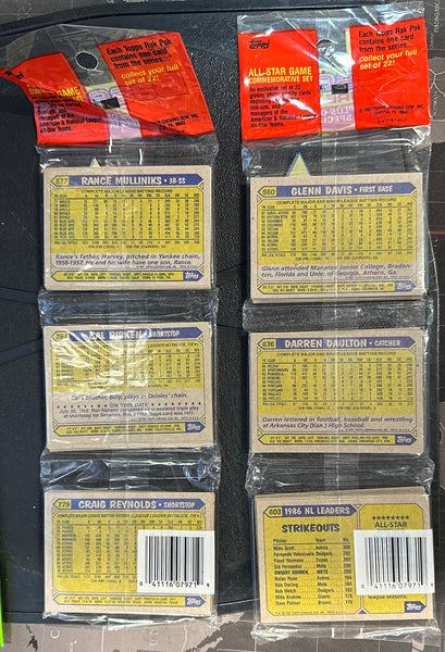 (1) One Pack - New Sealed Topps 1987 MLB Baseball Trading Card RACK PACK - 48 Cards