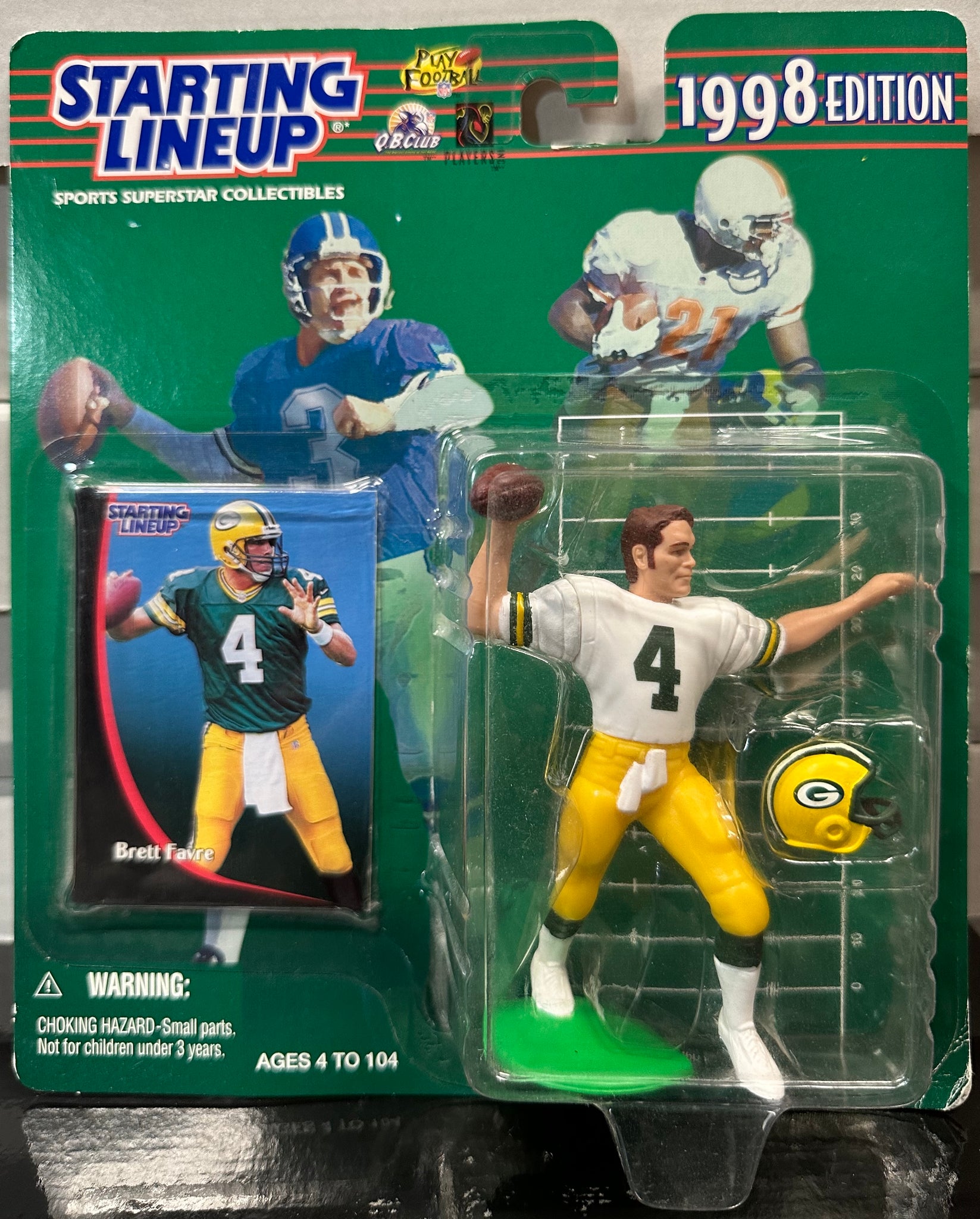 New 1998 Vintage Brett Farve Starting Lineup Figure & Card 1998 Wisconsin Green Bay Packers NFL Football