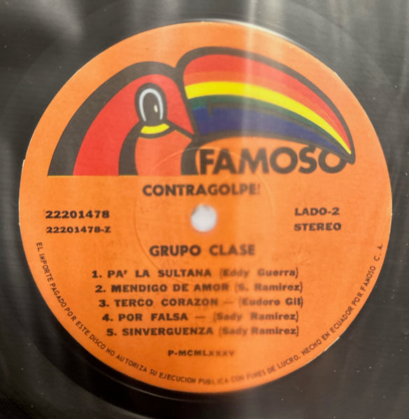 Grupo Clase - Contragolpe! - Mint- LP Record 1985 Zeida Codiscos Ecuador RARE Vinyl - Latin / Salsa / Funk - Shuga Records