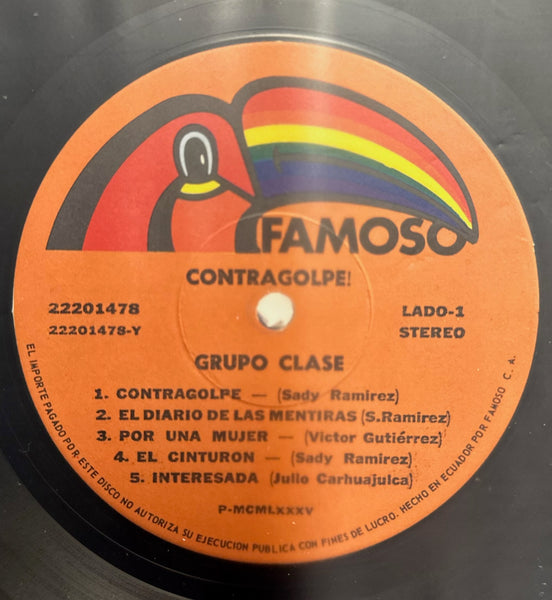 Grupo Clase - Contragolpe! - Mint- LP Record 1985 Zeida Codiscos Ecuador RARE Vinyl - Latin / Salsa / Funk - Shuga Records