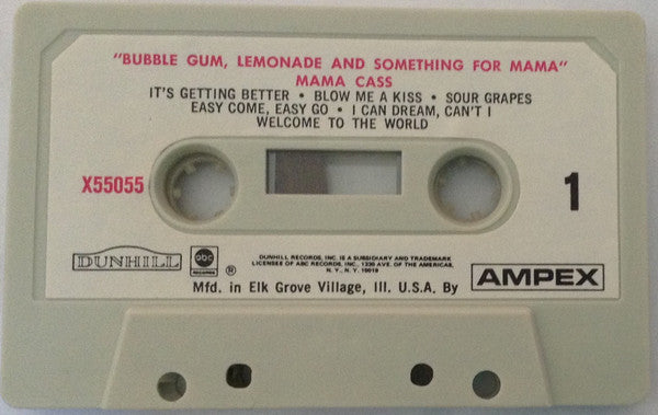 Mama Cass – Bubble Gum, Lemonade &... Something For Mama - VG+ Cassette 1969 Dunhill Clamshell Tape - Pop Rock /  Folk Rock