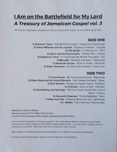 Various - I Am On The Battlefield For My Lord: Jamaican Gospel Music Volume 3 - New LP Record 2017 Social Yeti Buked & Scorned Detroit Made Vinyl, Screen Printed Cover & Insert - Gospel / Soul / Reggae - Shuga Records