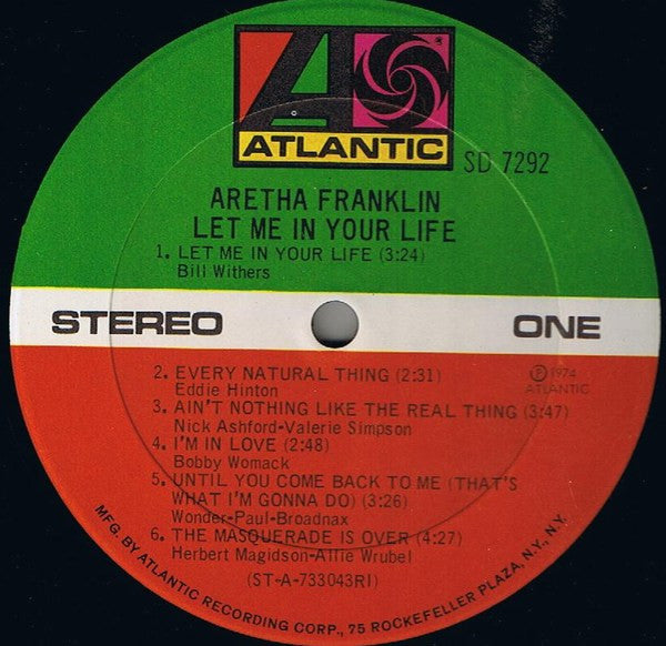 Aretha Franklin - Let Me In Your Life - VG+ LP Record 1974 Atlantic Stereo USA Original Vinyl - Soul / R&B - Shuga Records