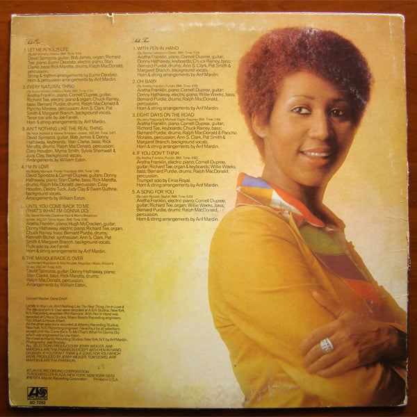 Aretha Franklin - Let Me In Your Life - VG+ LP Record 1974 Atlantic Stereo USA Original Vinyl - Soul / R&B - Shuga Records