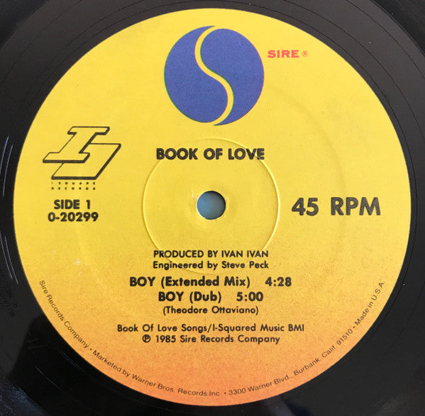 Book Of Love - Boy - VG+ 12" Single Record 1985 Sire I Square USA Vinyl - Synth-pop