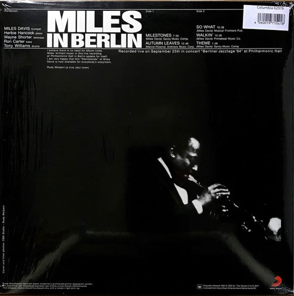 Miles Davis - Miles In Berlin (1967) - Mint- LP Record 2017 CBS Speakers Corner Mono Analogue Audiophile 180 gram Vinyl - Jazz / Hard Bop / Modal