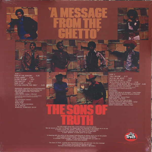 Sons Of Truth - A Message From The Ghetto (1972) - Mint- LP Record 2017 Stax Gospel Truth USA 180 gram Vinyl - Soul / Funk / Gospel - Shuga Records