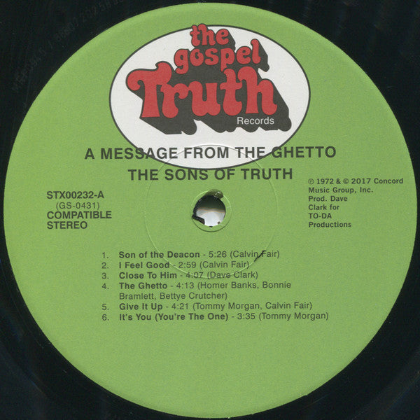 Sons Of Truth - A Message From The Ghetto (1972) - Mint- LP Record 2017 Stax Gospel Truth USA 180 gram Vinyl - Soul / Funk / Gospel - Shuga Records