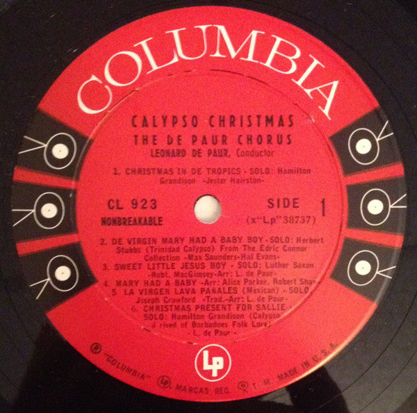 The De Paur Chorus Calypso - Calypso Christmas - VG+ LP Record 1956 Columbia USA Mono Vinyl - Columbia / Holiday - Shuga Records