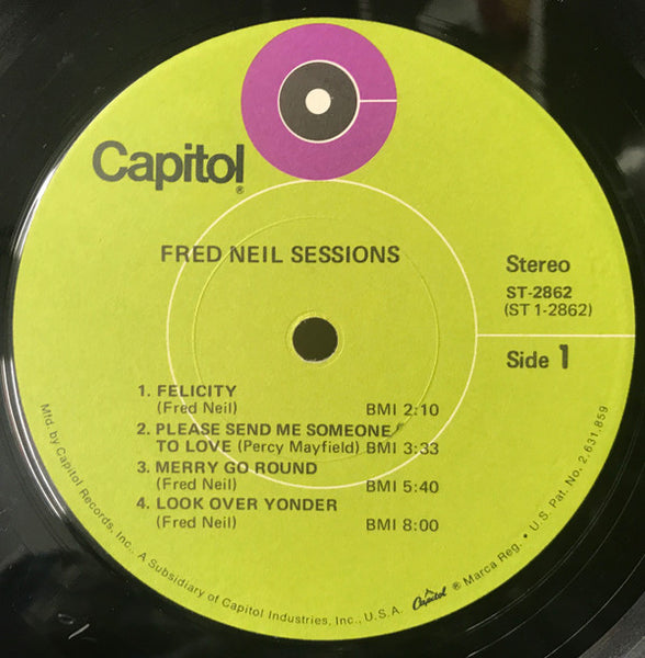 Fred Neil - Sessions (1968) - VG+ (VG- low grade cover) LP Record 1969 Capitol USA Vinyl - Rock / Folk Rock - Shuga Records