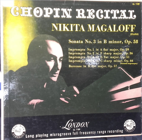 Nikita Magaloff - Chopin - Recital - VG+ LP Record 1955 London USA Mono Original Vinyl - Classical