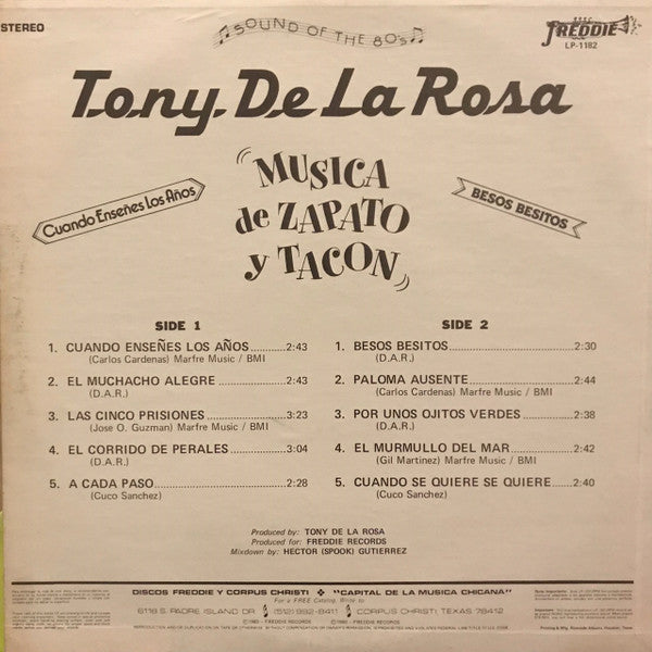 Tony De La Rosa – Musica De Zapato Y Tacon - New LP Record 1980 Freddie USA Vinyl - Latin / Conjunto