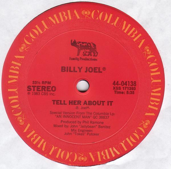 Billy Joel - Tell Her About It - VG+ 12" Single Record 1983 Columbia USA Original Vinyl - Pop Rock / Synth-pop - Shuga Records