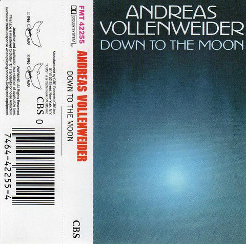 Andreas Vollenweider - Down To The Moon - Used Cassette 1986 CBS Tape - New Age