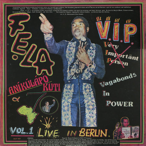 Fẹla Aníkúlápó Kuti & Afrika 70 - V.I.P. (Vagabonds In Power) Vol. 1 Live In Berlin (1979) - New LP Record 2019 Knitting Factory Vinyl - Afrobeat / Funk