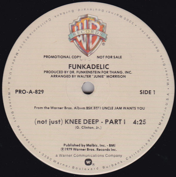 Funkadelic - (Not Just) Knee Deep - VG+ 12" Single Record 1979 Warner USA Promo Vinyl - P.Funk / Funk - Shuga Records