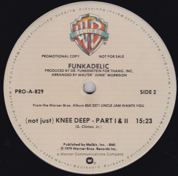 Funkadelic - (Not Just) Knee Deep - VG+ 12" Single Record 1979 Warner USA Promo Vinyl - P.Funk / Funk