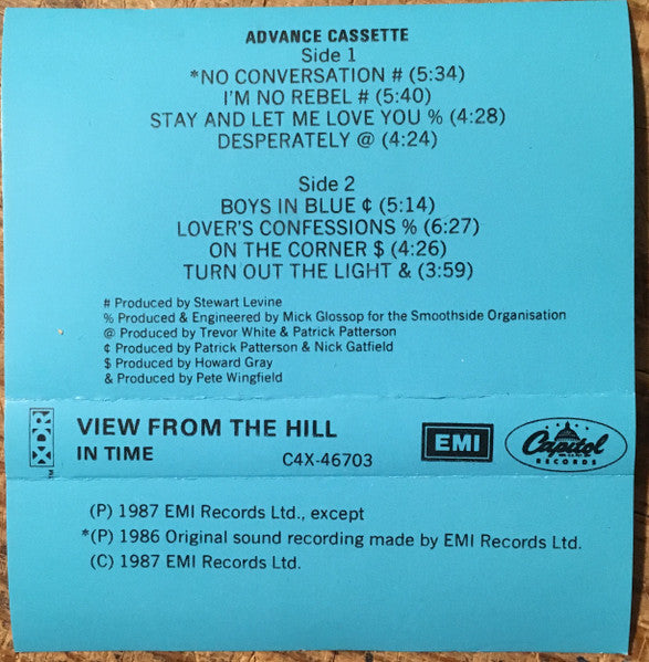 View From The Hill - In Time - Used Cassette 1987 Capitol Tape - Soul - Shuga Records