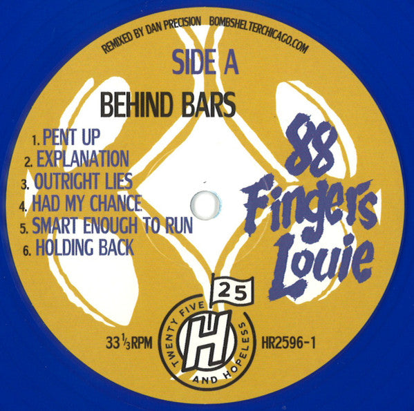 88 Fingers Louie - Behind Bars (1995) - Mint- LP Record 2019 Hopeless USA Blue Vinyl, Insert & Download - Punk Rock / Melodic Hardcore