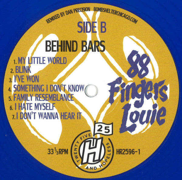 88 Fingers Louie - Behind Bars (1995) - Mint- LP Record 2019 Hopeless USA Blue Vinyl, Insert & Download - Punk Rock / Melodic Hardcore