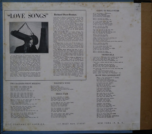 Richard Dyer-Bennet - Love Songs - VG+ 3x 10" 78 RPM 1946 Disc Records USA Shellac & David Stone Martin Cover Art - Folk