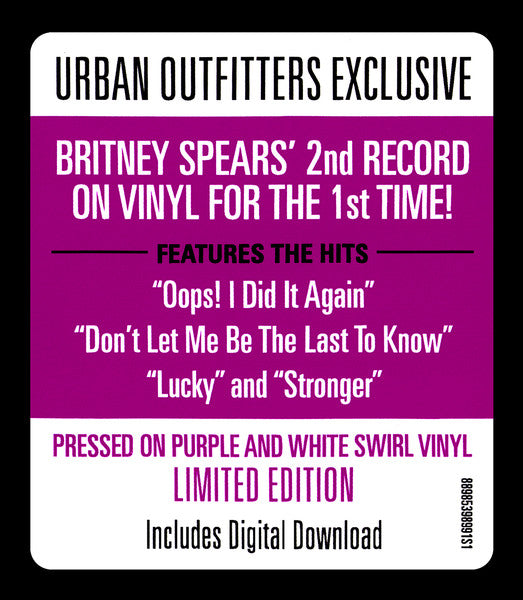 B2 Britney Spears oops I did it newest again urban outfitters exclusive vinyl record