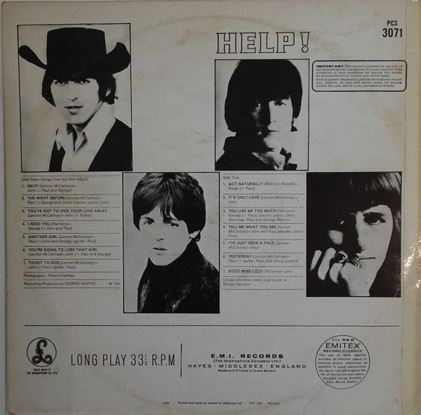 The Beatles - Help! (1965) - VG- (low grade) LP Record 1965 Parlophone France Stereo Vinyl - Rock / Beat / Soundtrack - Shuga Records