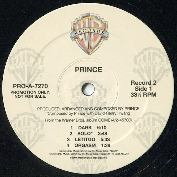 Prince - Come - VG+ 2 LP Record 1994 Warner USA Original Promo Vinyl - Pop / Minneapolis Sound / Soul / Funk / Jazz - Shuga Records