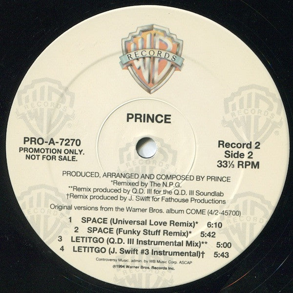 Prince - Come - VG+ 2 LP Record 1994 Warner USA Original Promo Vinyl - Pop / Minneapolis Sound / Soul / Funk / Jazz - Shuga Records