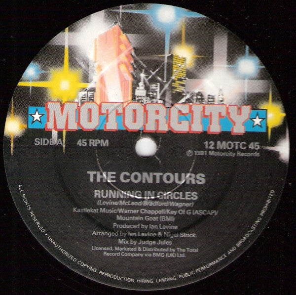 The Contours - Running In Circles - Mint- 12" Single Record 1991 Motorcity UK Vinyl - House / Disco