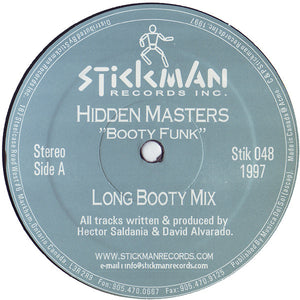 Hidden Masters - Booty Funk - VG+ 12" Single Record 1997 Stickman Canada Vinyl - House / Deep House - Shuga Records