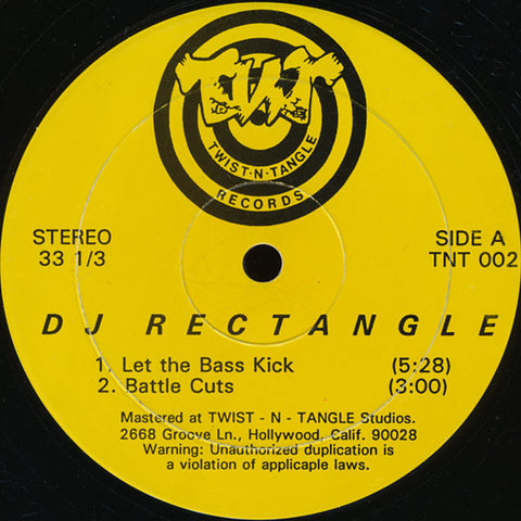 DJ Rectangle – Let The Bass Kick - VG+ LP Record 1992 Twist-N-Tangle USA Vinyl - Hip Hop / DJ Battle Tool / Breaks - Shuga Records