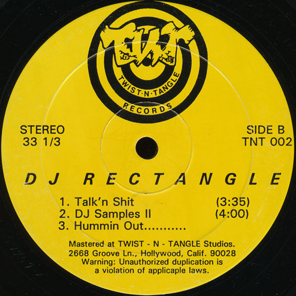 DJ Rectangle – Let The Bass Kick - VG+ LP Record 1992 Twist-N-Tangle USA Vinyl - Hip Hop / DJ Battle Tool / Breaks - Shuga Records