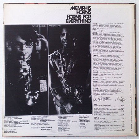 The Memphis Horns - Horns For Everything - VG+ LP Record 1972 Million USA Vinyl - Funk / Rhythm & Blues - Shuga Records