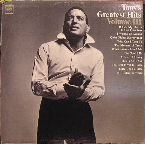 Tony Bennett - Tony's Greatest Hits, Volume III - Mint- LP Record 1965 Columbia USA Mono Original Press Vinyl - Jazz / Big Band / Pop Vocal