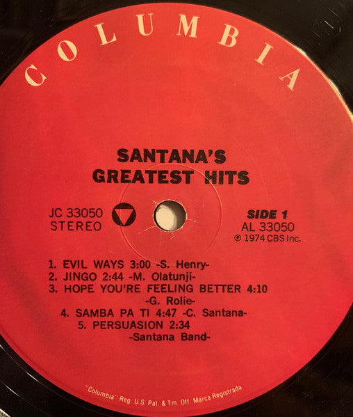 Santana - Santana's Greatest Hits (1974) - Mint- LP Record 1990's Columbia USA Vinyl - Psychedelic Rock / Blues Rock / Latin