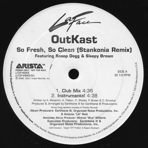 OutKast - So Fresh, So Clean (Stankonia Remix) - Mint- 12" Single Record 2001 LaFace USA Original Promo Vinyl - Hip Hop - Shuga Records