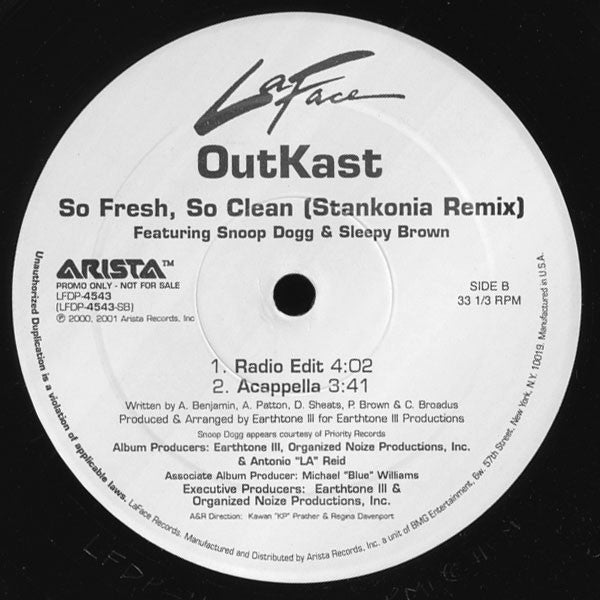 OutKast - So Fresh, So Clean (Stankonia Remix) - Mint- 12" Single Record 2001 LaFace USA Original Promo Vinyl - Hip Hop - Shuga Records