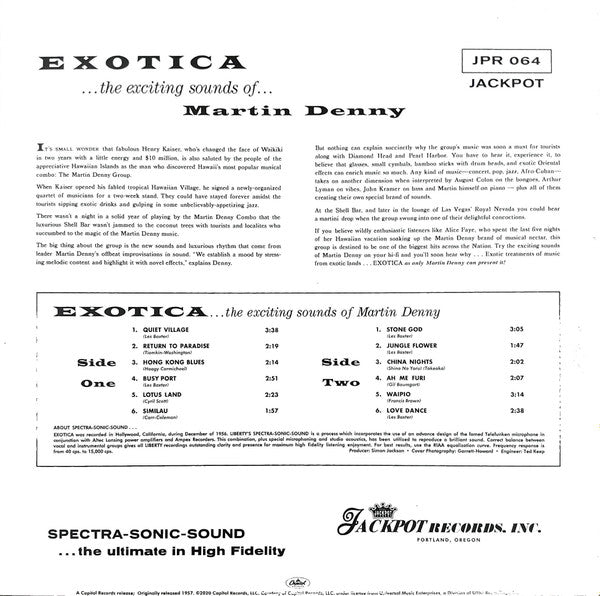 Martin Denny - Exotica (1957) - New LP Record 2020 Jackpot Red Vinyl - Jazz / Tiki / Afro-Cuban Jazz