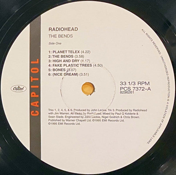 Radiohead - The Bends (1994) - VG+ LP Record 2008 Capitol USA 180 gram Vinyl - Alternative Rock