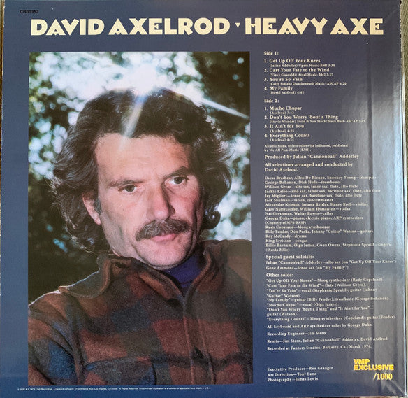 David Axelrod - Heavy Axe (1974) - Mint- LP Record 2020 Fantasy Vinyl Me, Please Club Jazz Dispensary 180 gram Vinyl & Numbered - Jazz / Psychedelic / Fusion - Shuga Records