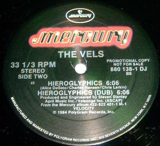 Signed Autographed - The Vels - Private World - Mint- 12" Single Record 1984 Mercury USA Promo Vinyl & Press Kit w/Photo - New Wave / Synth-pop