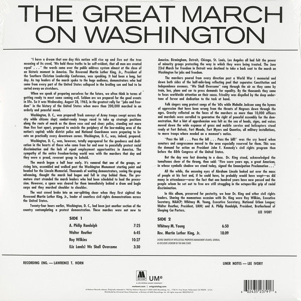 Various ‎– The Great March On Washington (1963) - New LP Record 2021 Motown GORDY USA Vinyl - Spoken Word / Speech / Political