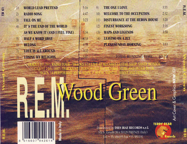 R.E.M. - Wood Green - VG+ CD 1994 Teddy Bear Records Italy RARE Unofficial - Alternative Rock